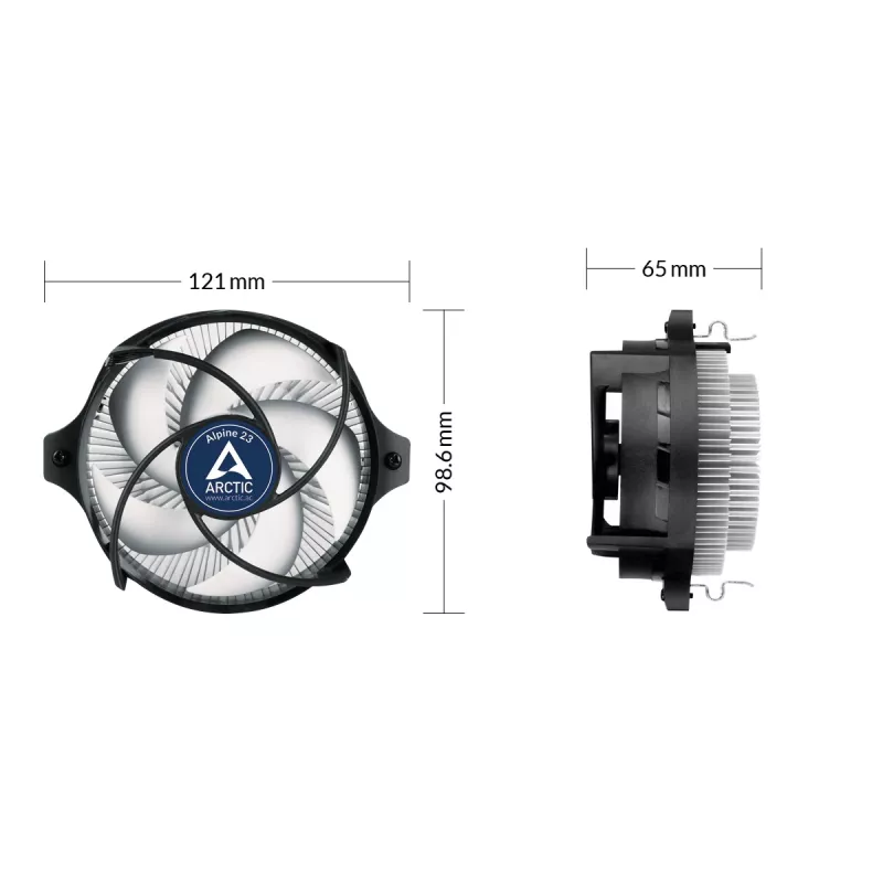 ARCTIC Alpine 23 - Compact AMD CPU-Cooler Processor Air cooler 9 cm Aluminium, Schwarz 1 Stk.