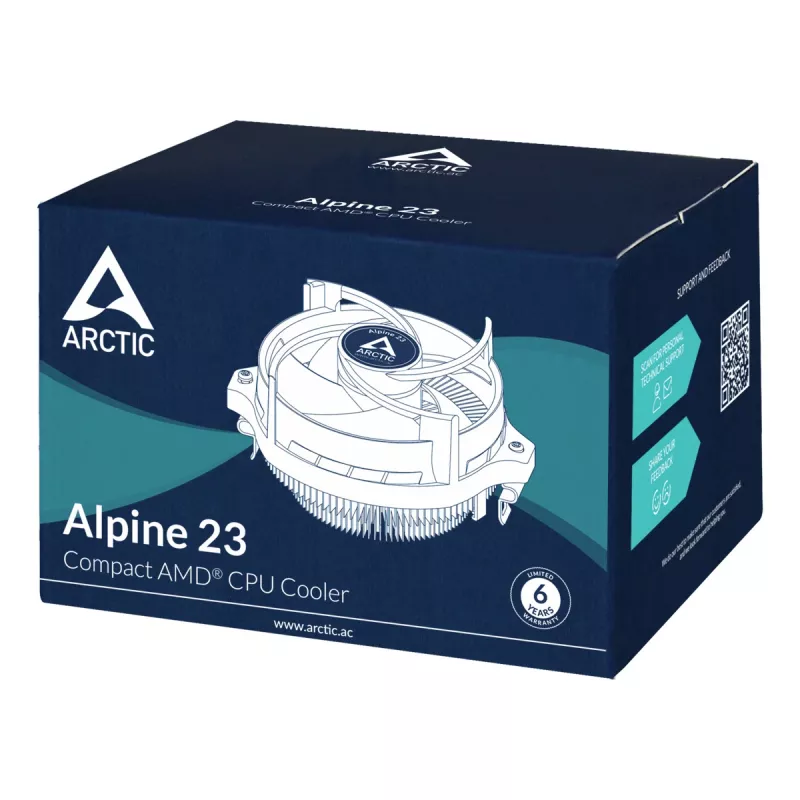 ARCTIC Alpine 23 - Compact AMD CPU-Cooler Processor Air cooler 9 cm Aluminium, Schwarz 1 Stk.