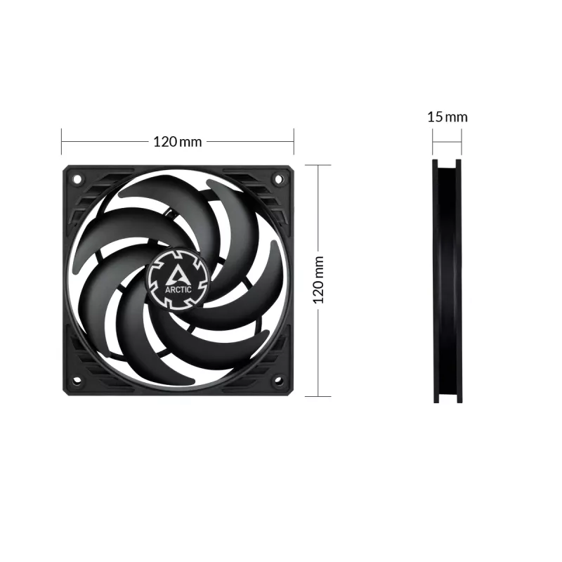 ARCTIC P12 Slim PWM PST Druckoptimierter 120 mm PWM Lüfter mit integriertem Y-Kabel