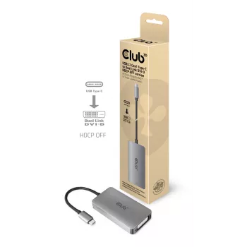CLUB3D USB3.2 Gen1 Type-C zu Dual Link DVI-D HDCP OFF Version aktiver Adapter M/F für Apple Cinema Displays