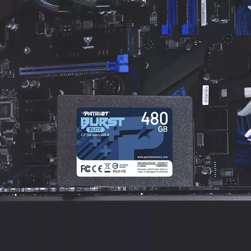2,5-Zoll-SATA-SSD PATRIOT Burst Elite 480 GB — 450 MB/s Lesen, 320 MB/s Schreiben, 2,5 Zoll SATA III, 7 mm