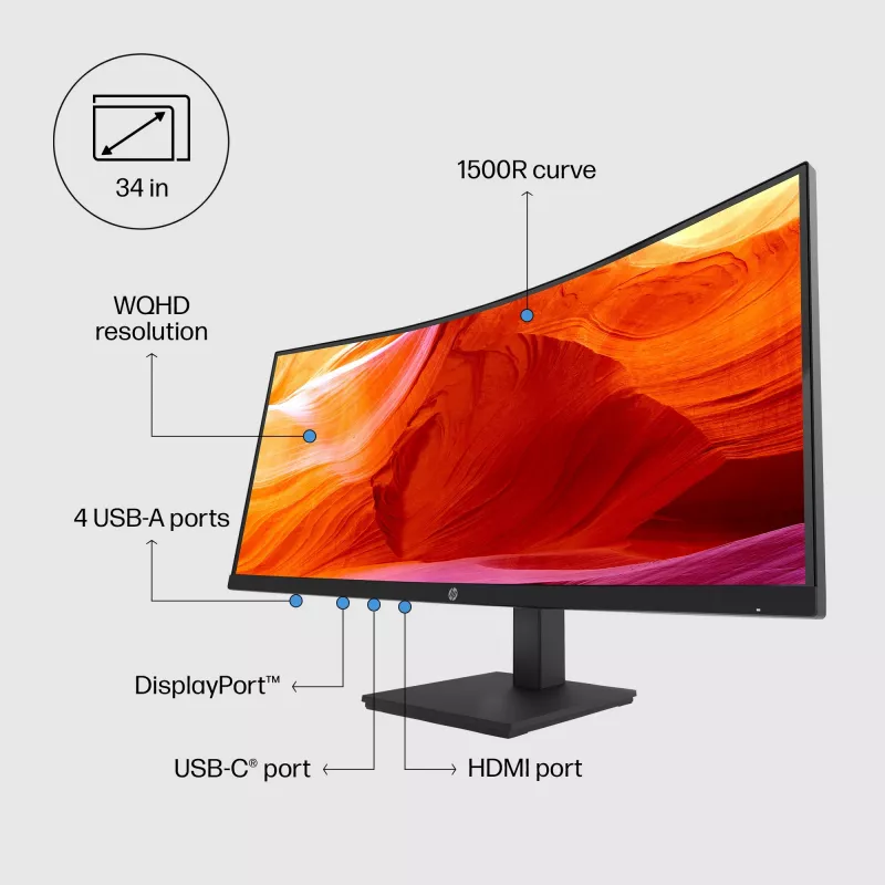 Monitor HP P34hc G4 34 Zoll Wide Quad HD LCD 3440 x 1440