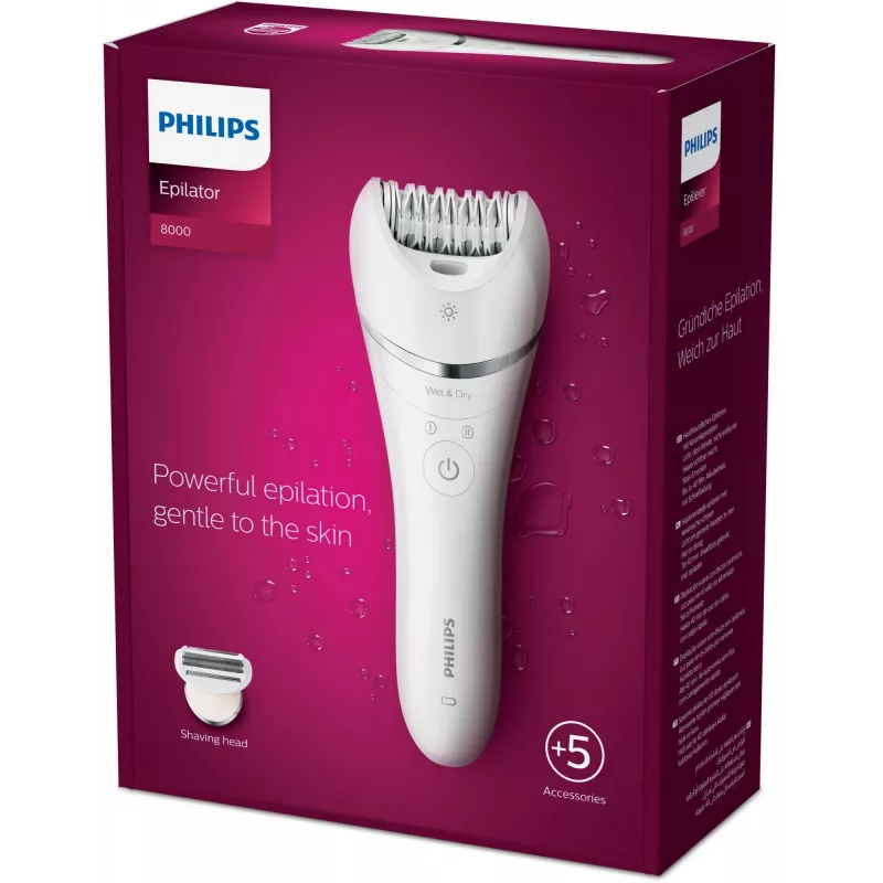 Epilierer Philips BRE710/00, kabelloser Nass- und Trockenepilierer, 32 Scheiben, 40 Min. Laufzeit, 2 Geschwindigkeiten, weiß