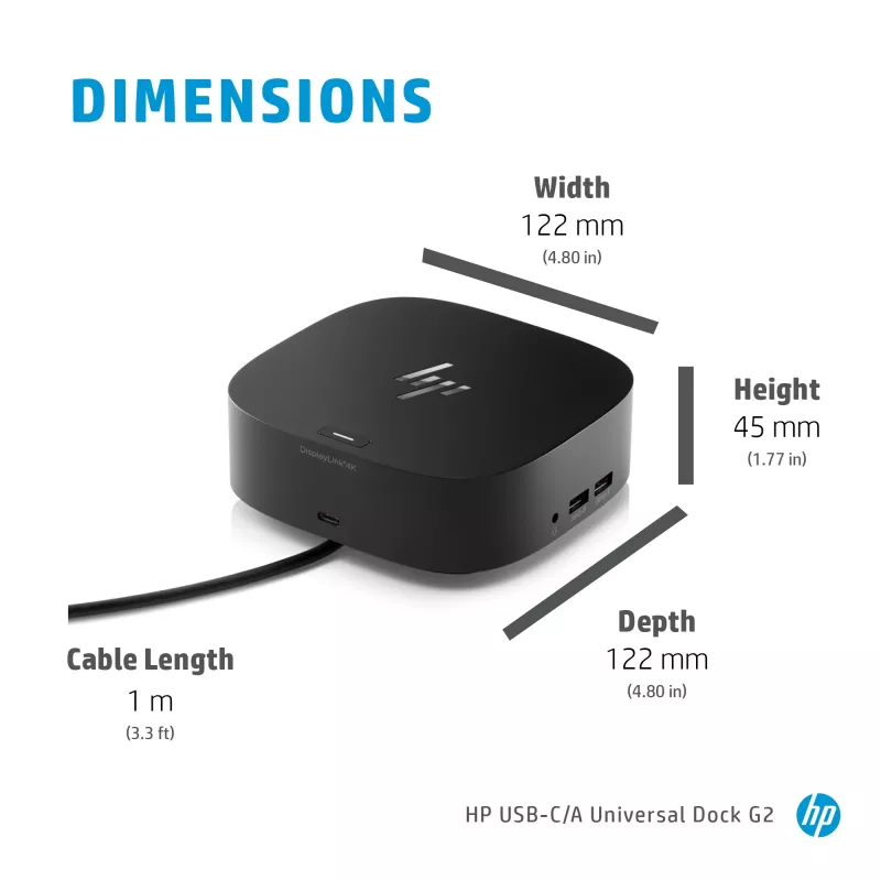 HP USB-C Dock G5, kabelgebunden, USB 3.2 Gen 1 (3.1 Gen 1) Type-C, Schwarz, Schwarz, China, Heim