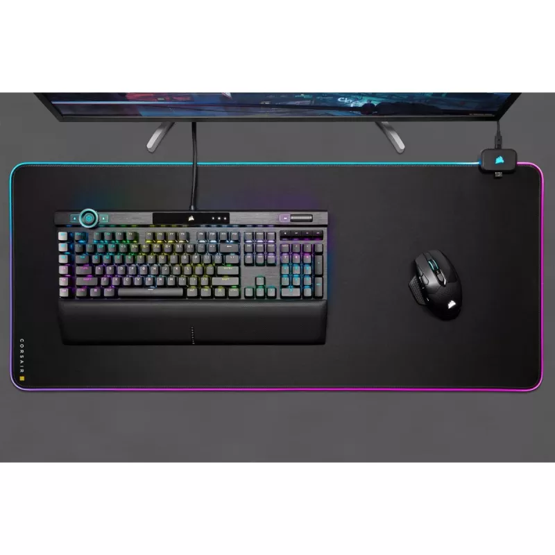 Gaming-Mauspad CORSAIR MM700 RGB — 930×400 mm, 4 mm Dicke, Gummibasis, USB-betriebene LED-Hintergrundbeleuchtung, schwarz