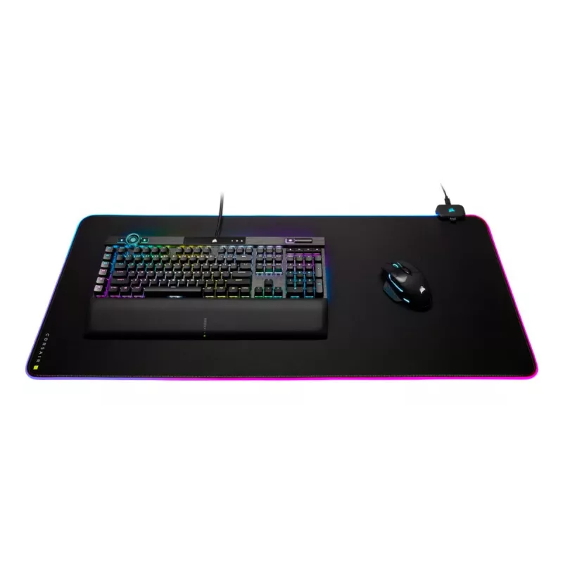 Gaming-Mauspad CORSAIR MM700 RGB — 930×400 mm, 4 mm Dicke, Gummibasis, USB-betriebene LED-Hintergrundbeleuchtung, schwarz