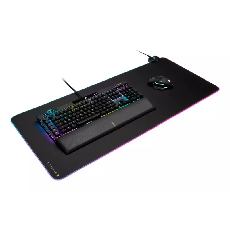 Gaming-Mauspad CORSAIR MM700 RGB — 930×400 mm, 4 mm Dicke, Gummibasis, USB-betriebene LED-Hintergrundbeleuchtung, schwarz