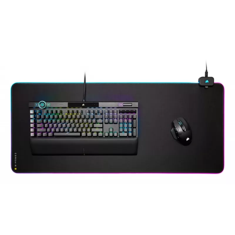 Gaming-Mauspad CORSAIR MM700 RGB — 930×400 mm, 4 mm Dicke, Gummibasis, USB-betriebene LED-Hintergrundbeleuchtung, schwarz
