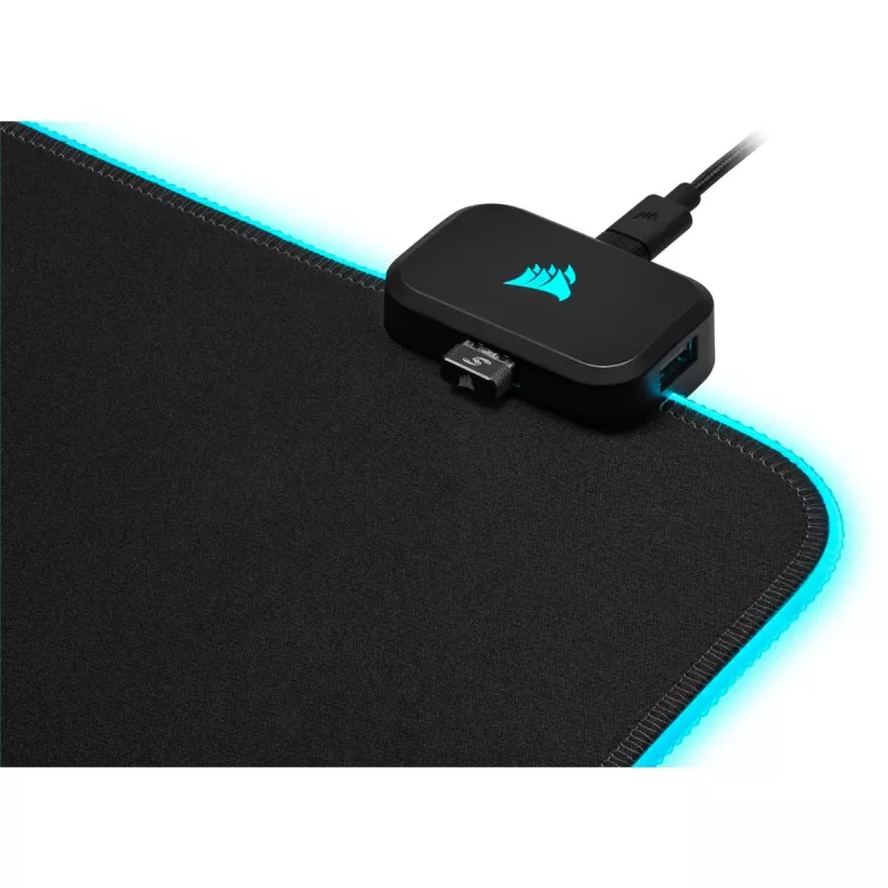 Gaming-Mauspad CORSAIR MM700 RGB — 930×400 mm, 4 mm Dicke, Gummibasis, USB-betriebene LED-Hintergrundbeleuchtung, schwarz