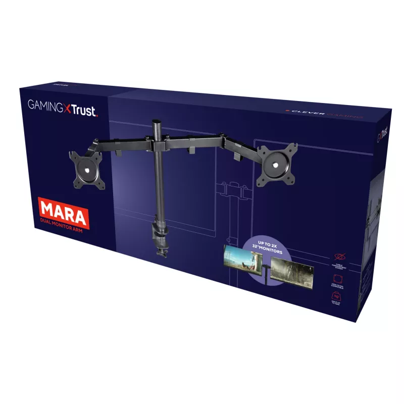 Trust GXT 1120 Mara Dual Monitor Arm 81.3 cm (32 inch) Desk Schwarz