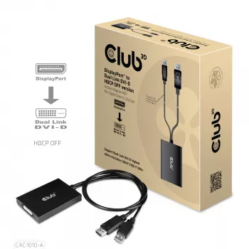 Active adapter DisplayPort to Dual Link DVI-D CLUB3D CAC-1010-A, DisplayPort to DVI-D + USB, 0.6 m