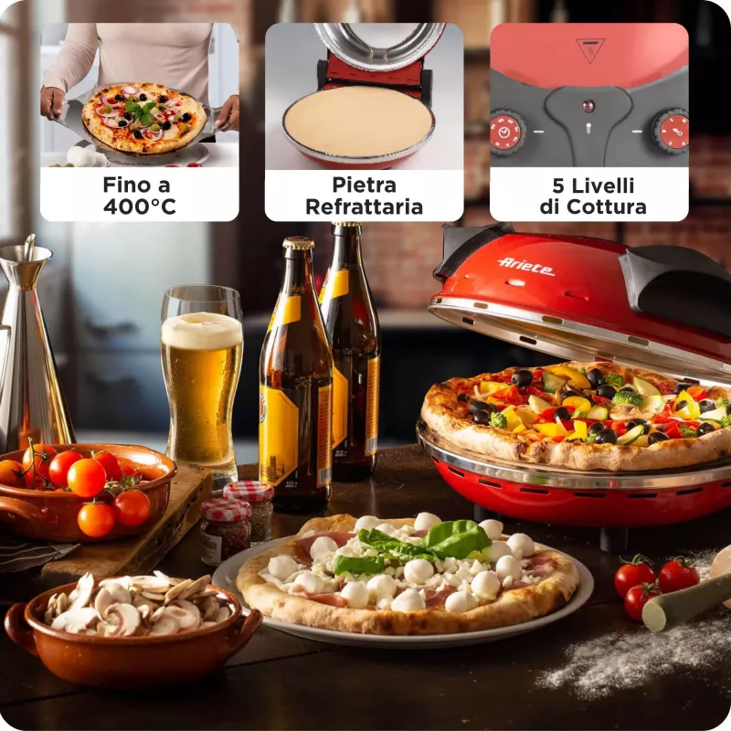Pizza Maker Ariete 0909/10 1200 W Schwarz Rot 1 Pizza 33 cm