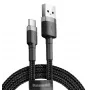 BASEUS geflochtenes Cafule Schnellladekabel - USB Type-A auf Type-C 2A - 3m - Grau/Schwarz (Nylon)