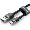 BASEUS geflochtenes Cafule Schnellladekabel - USB Type-A auf Type-C 2A - 3m - Grau/Schwarz (Nylon)
