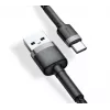 BASEUS geflochtenes Cafule Schnellladekabel - USB Type-A auf Type-C 2A - 3m - Grau/Schwarz (Nylon)