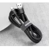 BASEUS geflochtenes Cafule Schnellladekabel - USB Type-A auf Type-C 2A - 3m - Grau/Schwarz (Nylon)