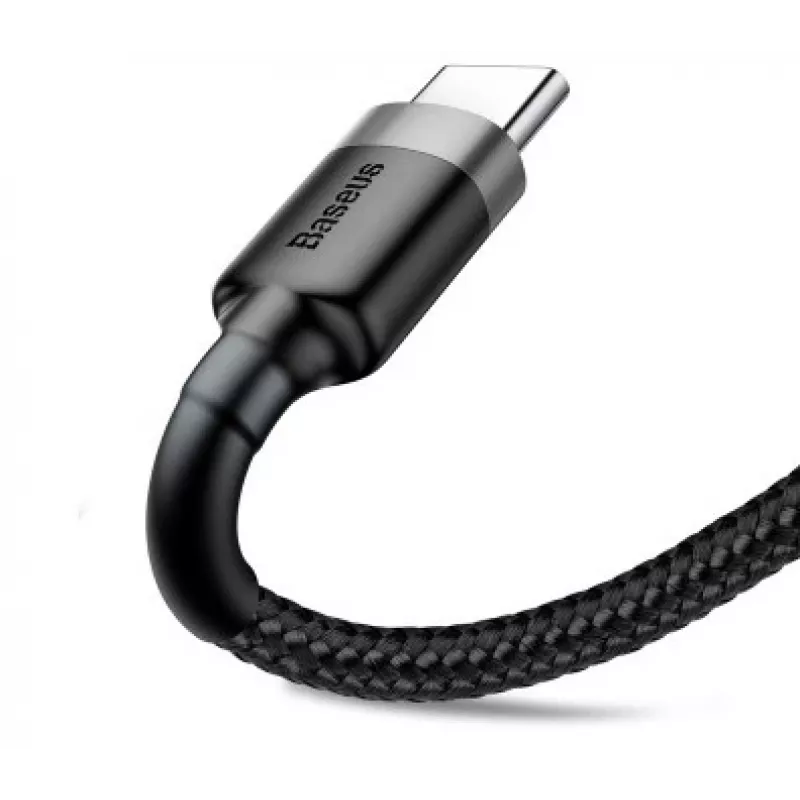 BASEUS geflochtenes Cafule Schnellladekabel - USB Type-A auf Type-C 2A - 3m - Grau/Schwarz (Nylon)