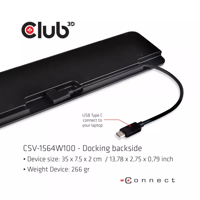 CLUB3D USB Type C 3.2 Gen1 Triple Display Dynamic PD Charging Dock 100W PD Power Ladegerät