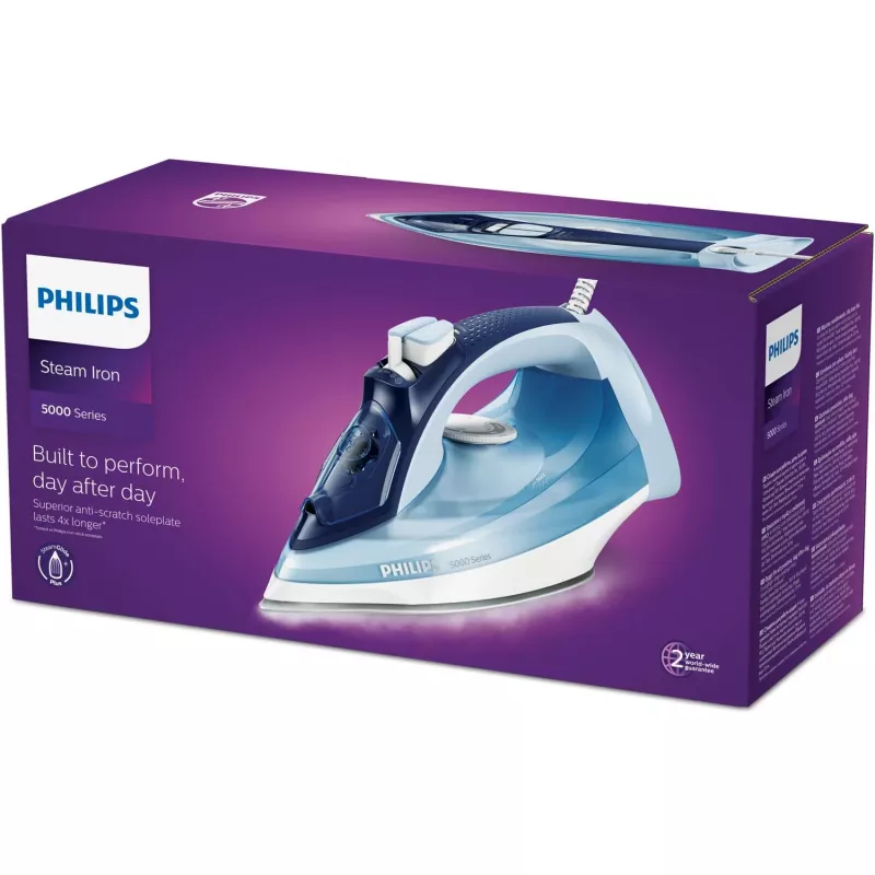 Dampfbügeleisen Philips DST5030/20 — 2400W, 0,32 L Tank, SteamGlide Plus Bügelsohle, 45 g/min Dauerdampf, 180 g/min Dampfstoß, Blau