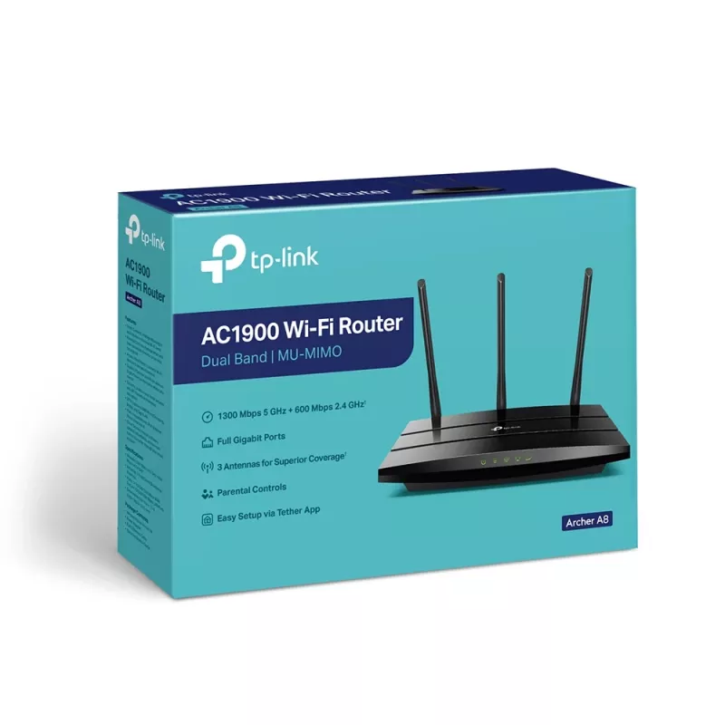 TP-Link Archer A8 WLAN-Router Gigabit Ethernet Dualband (2,4 GHz / 5 GHz) Schwarz