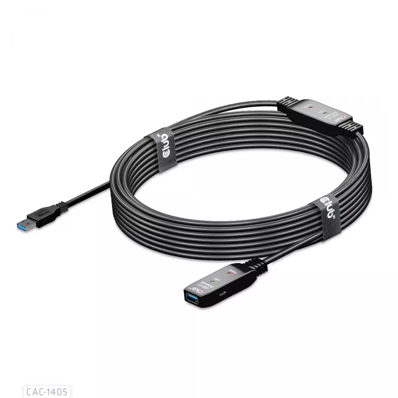 CLUB3D USB 3.2 Gen1 Aktives Repeater-Kabel 10 m / 32.8ft M/F 28AWG