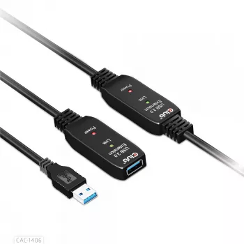CLUB3D USB 3.2 Gen1 aktives Repeater-Kabel 15 m/ 49.2 ft M/F 28AWG