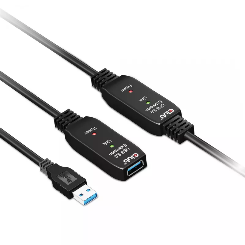 CLUB3D USB 3.2 Gen1 aktives Repeater-Kabel 15 m/ 49.2 ft M/F 28AWG