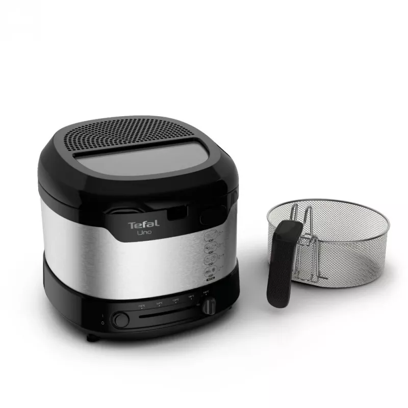 Tefal Uno FF215D Einzel-Fritteuse 1,8 L Standgerät 1600 W Fritteuse Schwarz, Edelstahl