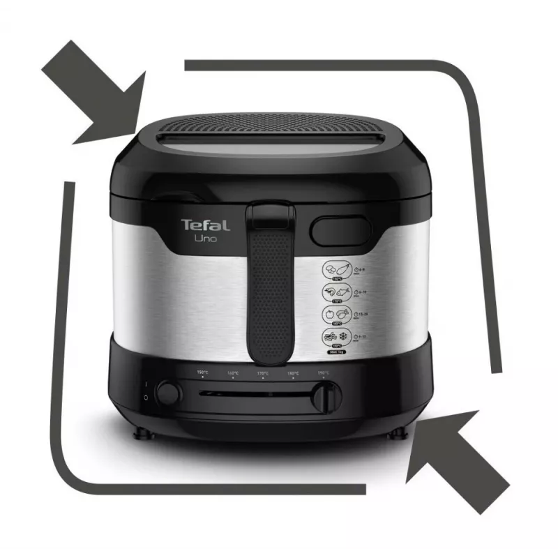 Tefal Uno FF215D Einzel-Fritteuse 1,8 L Standgerät 1600 W Fritteuse Schwarz, Edelstahl