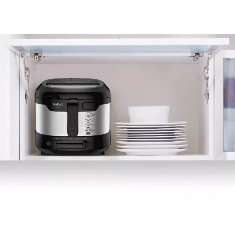 Tefal Uno FF215D Einzel-Fritteuse 1,8 L Standgerät 1600 W Fritteuse Schwarz, Edelstahl