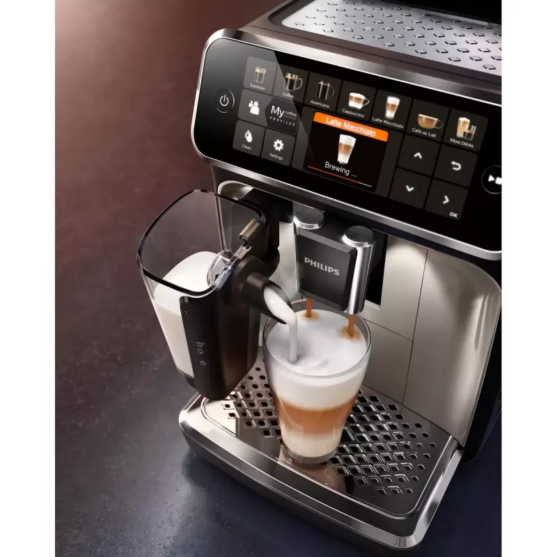 Espressomaschine Philips EP5447/90 – vollautomatisch, 1,8 l Wassertank, 275 g Bohnenbehälter, 15 bar, 0,26 l Milchbehälter