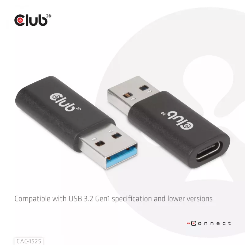 CLUB3D USB 3.2 Gen1 Typ A auf USB 3.2 Gen1 Type C Adapter M/F