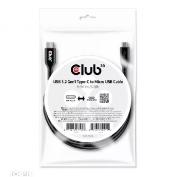 CLUB3D USB 3.2 Gen1 Typ-C-auf-Micro-USB-Kabel M/M 1 m / 3,28 ft