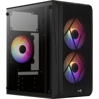 PC-Gehäuse AEROCOOL CS107V2 Mini Tower — Schwarz, microATX/Mini-ITX, 2x120mm Lüfter, 1x3,5 Zoll + 2x2,5 Zoll Einschübe