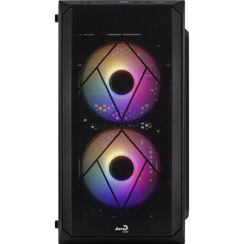 PC-Gehäuse AEROCOOL CS107V2 Mini Tower — Schwarz, microATX/Mini-ITX, 2x120mm Lüfter, 1x3,5 Zoll + 2x2,5 Zoll Einschübe