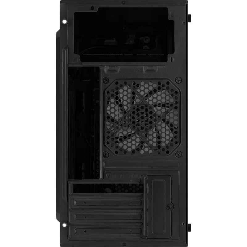 PC-Gehäuse AEROCOOL CS107V2 Mini Tower — Schwarz, microATX/Mini-ITX, 2x120mm Lüfter, 1x3,5 Zoll + 2x2,5 Zoll Einschübe