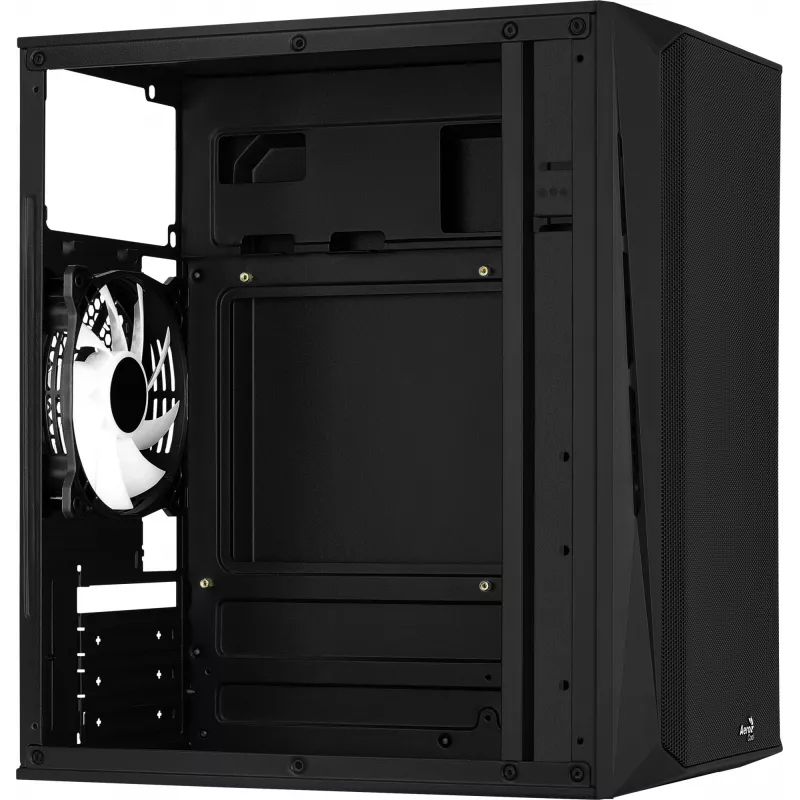 PC-Gehäuse AEROCOOL CS107V2 Mini Tower — Schwarz, microATX/Mini-ITX, 2x120mm Lüfter, 1x3,5 Zoll + 2x2,5 Zoll Einschübe