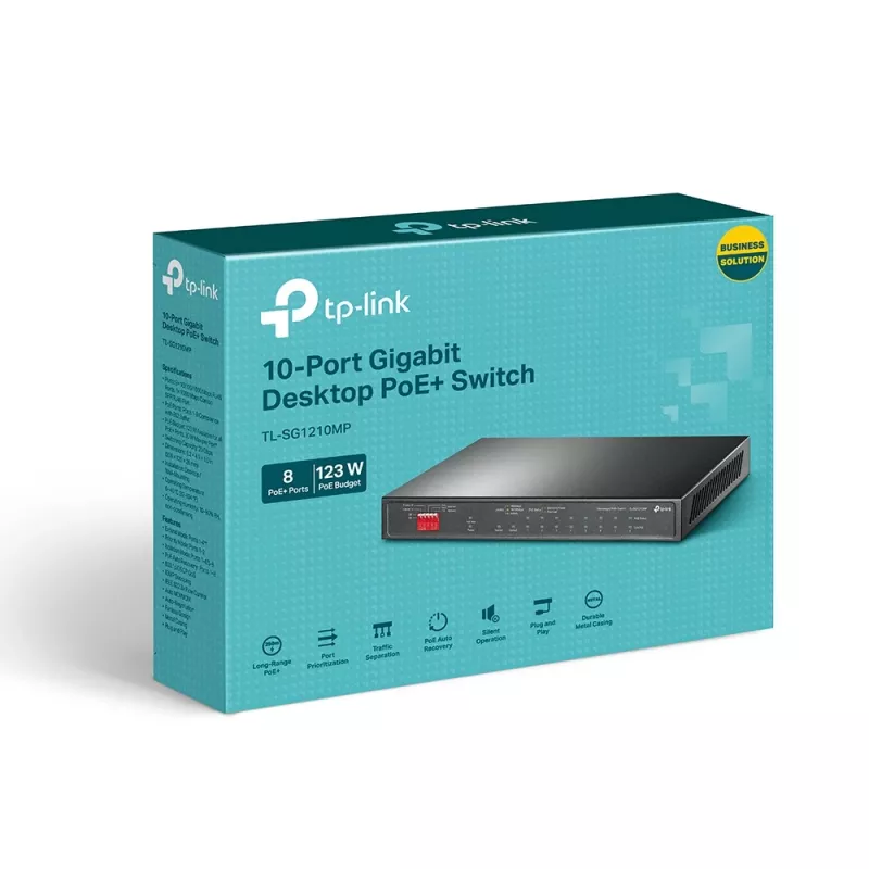 TP-Link TL-SG1210MP Netzwerk-Switch Unmanaged Gigabit Ethernet (10/100/1000) Power over Ethernet (PoE) Schwarz