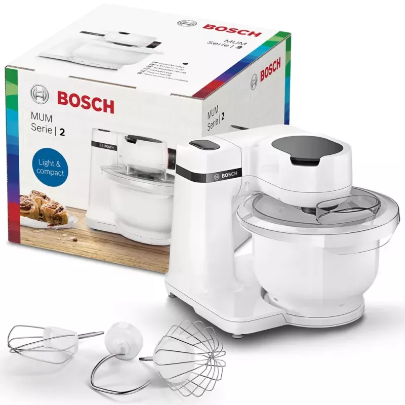 Küchenmaschine Bosch Serie 2 MUMS2AW00 — 700 W, 3,8-L-Schüssel, 4 Geschwindigkeiten, weiß