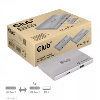 CLUB3D Zertifizierter Thunderbolt™4 Portabler 5-in-1 Hub mit Smart Power