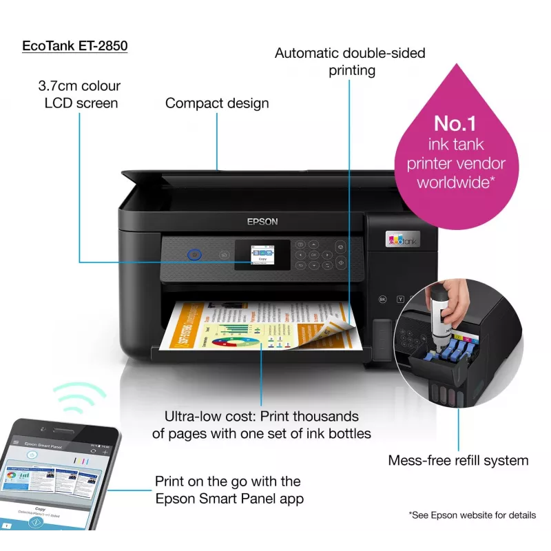 Epson EcoTank ET-2850 A4 Multifunktions-WLAN-Tintentankdrucker