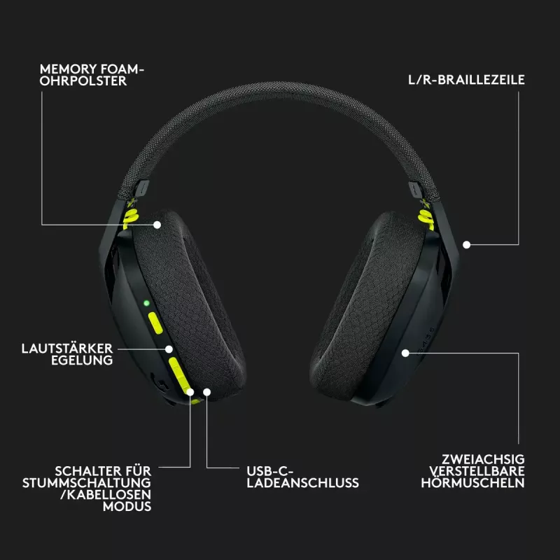 LOGITECH G435 Lightspeed Wireless Gaming Headset - Schwarz