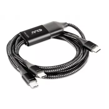 CLUB3D USB Type-C, Y-Ladekabel auf 2x USB Type-C, max. 100W, 1,83m/6ft M/M