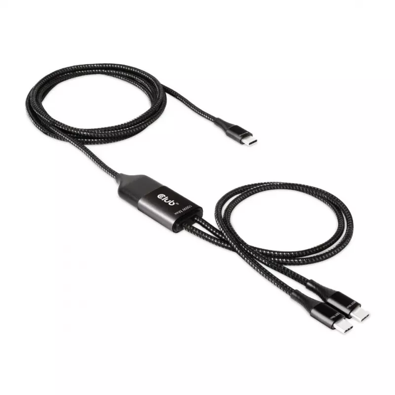 CLUB3D USB Type-C, Y-Ladekabel auf 2x USB Type-C, max. 100W, 1,83m/6ft M/M
