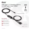 CLUB3D USB Type-C, Y-Ladekabel auf 2x USB Type-C, max. 100W, 1,83m/6ft M/M