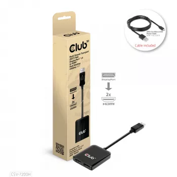 CLUB3D Multi Stream Transport (MST) Hub DisplayPort 1.4 auf HDMI Dual Monitor 4K60Hz M/F