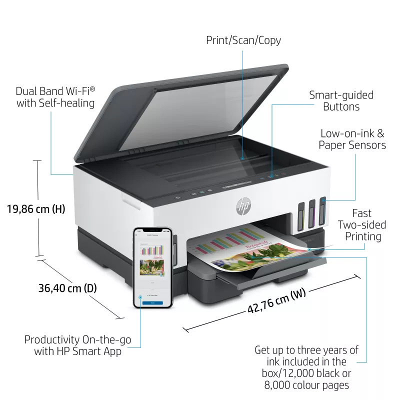 HP Smart Tank 7005 Wireless All-in-One Farbdrucker, beidseitiger Druck; Kopierer, Scanner