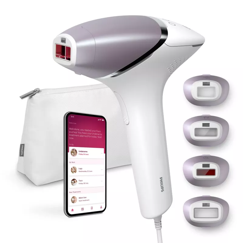 IPL-Haarentfernungsgerät Philips Lumea Prestige BRI947/00 mit Gesichts- und Körperaufsätzen, 250000 Blitze, Hauttonsensor