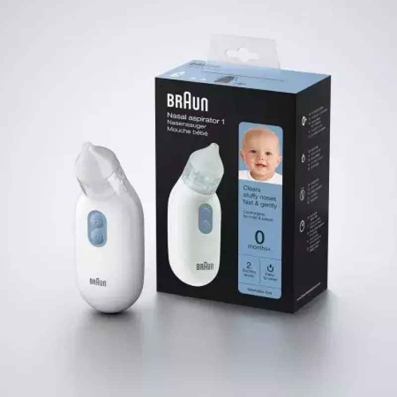 Elektrischer Nasensauger BRAUN BNA 100 — batteriebetrieben, einstellbare Saugkraft, abnehmbare Spitzen, weiß