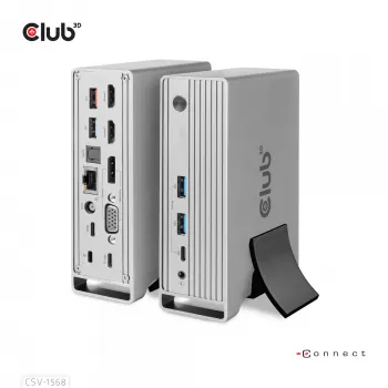 Docking Station CLUB3D CSV-1568 Metallgehäuse USB Gen2 Type-C USB Gen2 Type-A HDMI DP VGA RJ45 120W